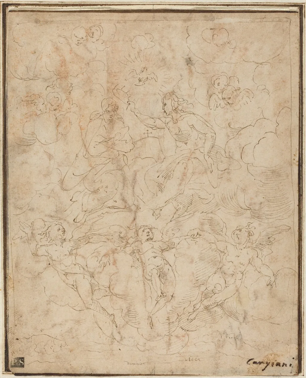 Coronation of the Virgin, by Denys Calvaert, ink, 1580
