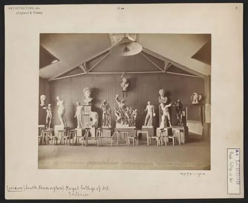 Royal College of Art interior showing plaster casts of classical sculpture, by Department of Science and Art of the Committee of Council on Education
