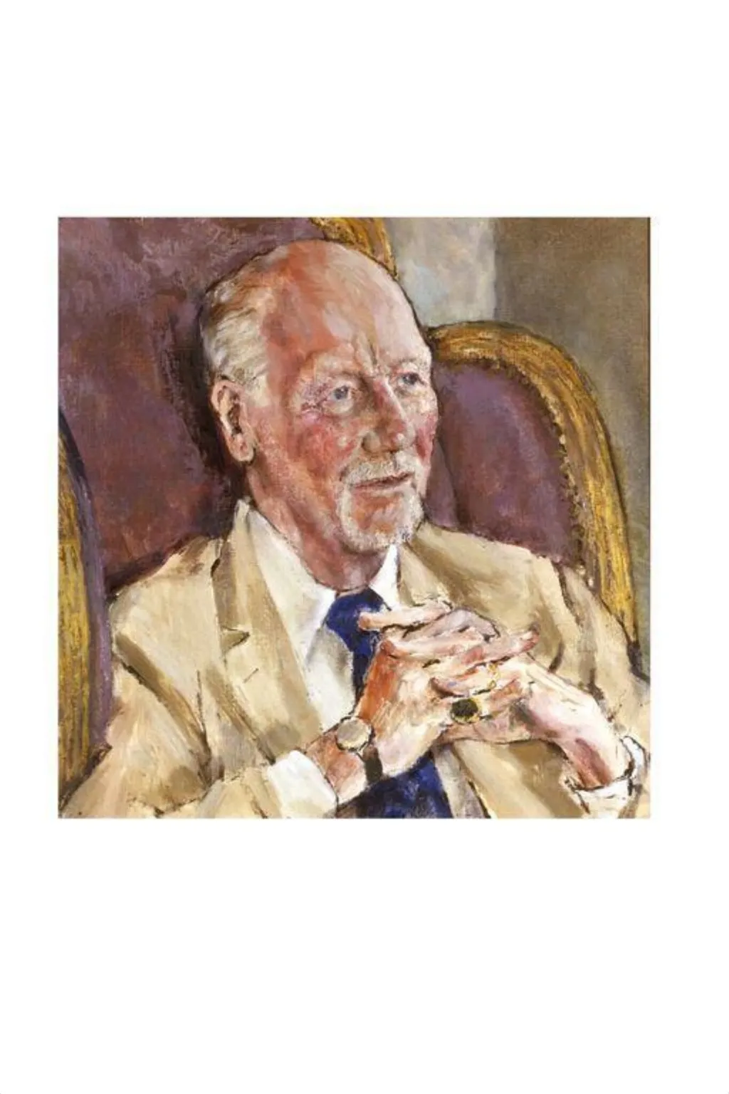 Sir John Gielgud, by Derek Hill, paint, 1987