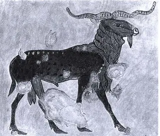 Detail of a Ram, Tomb of Khnumhotep, by Nina M. Davies