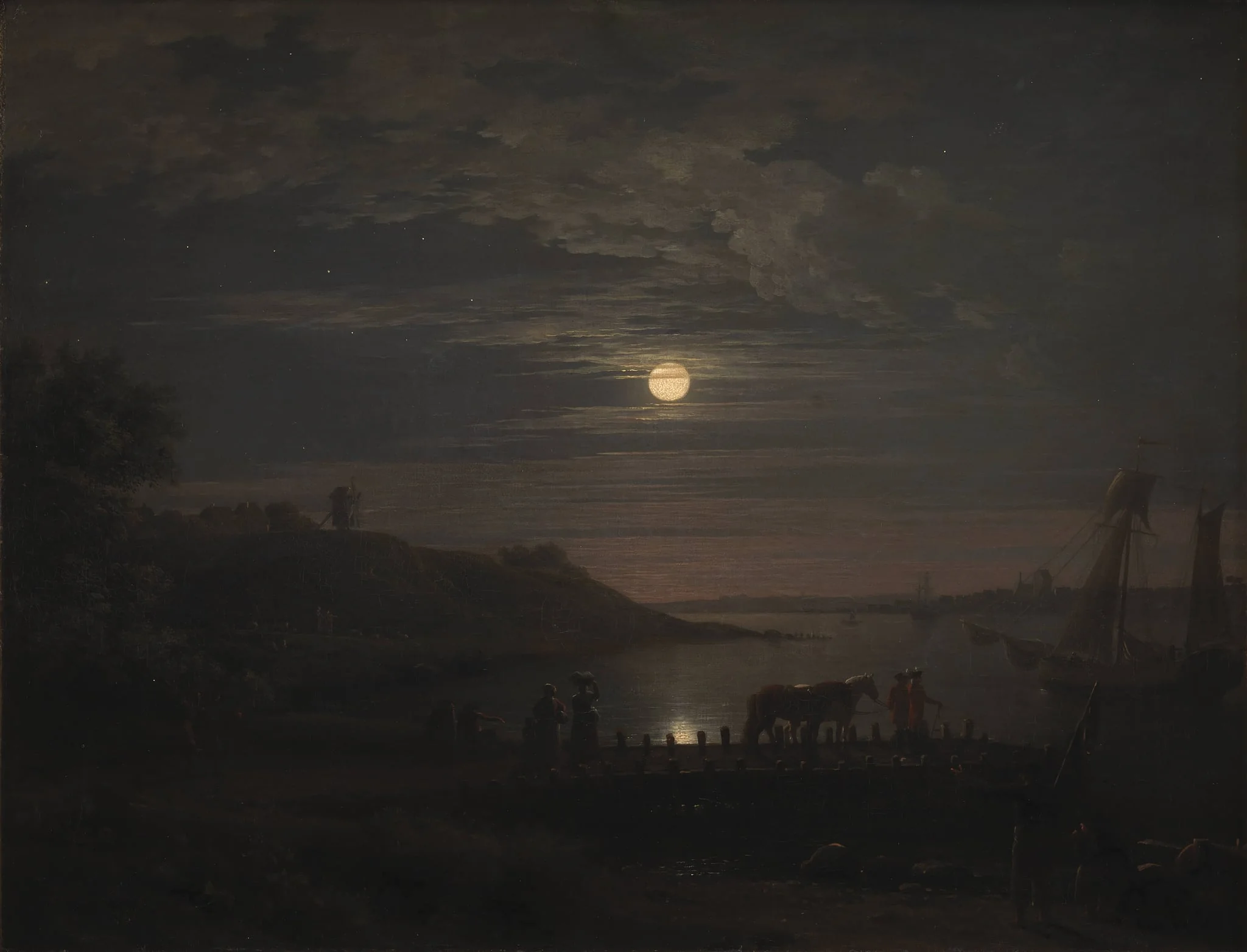 The Crossing over the Little Belt at Snoghøj. Moonrise, detail