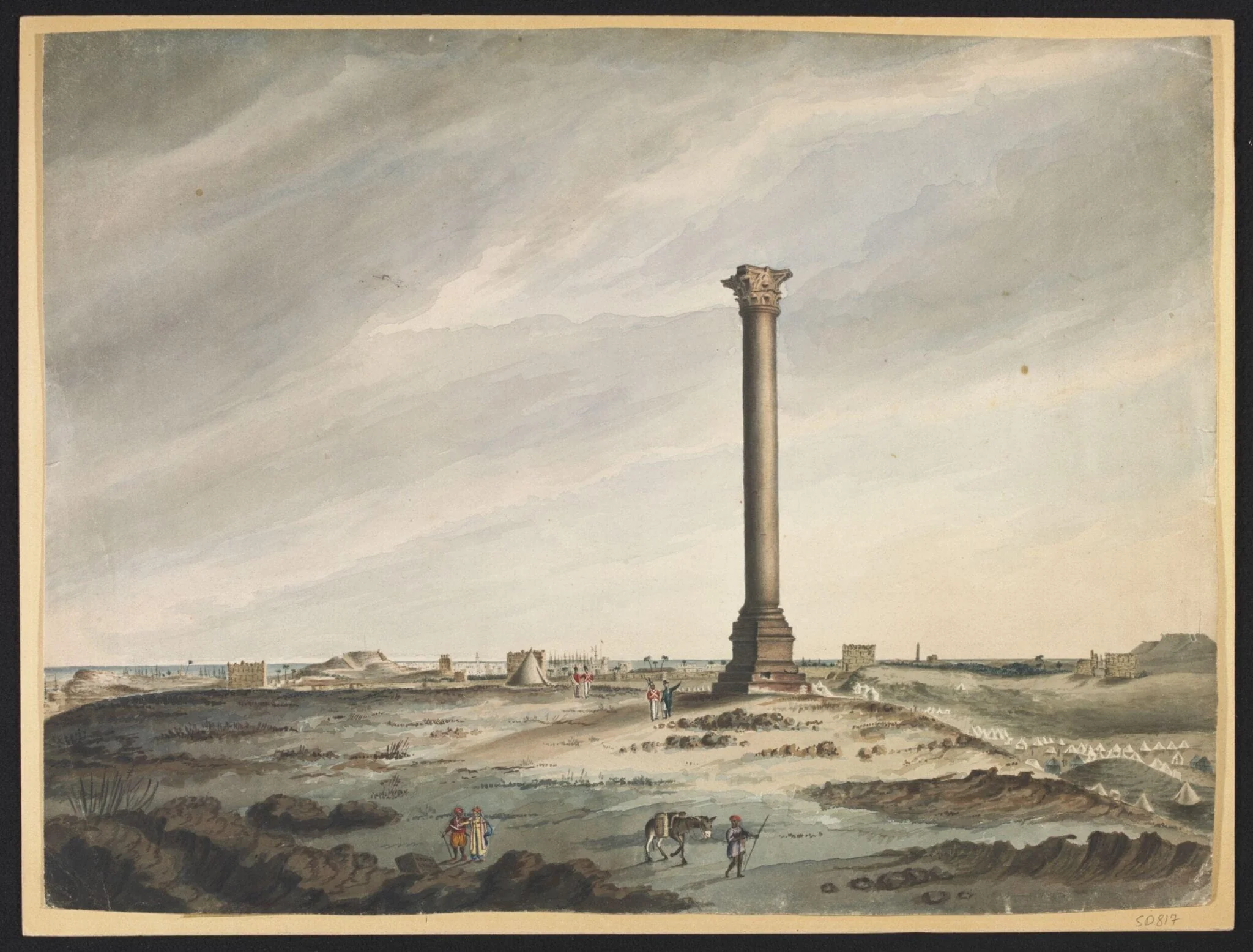 View of Pompey's Pillar; Alexandria in the distance, detail