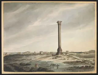View of Pompey's Pillar; Alexandria in the distance, by W. Porter, watercolor, 1801