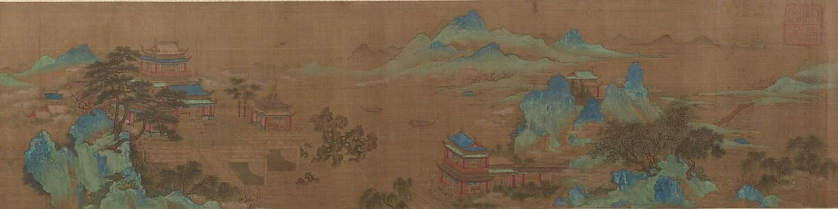 明/清 佚名 趙伯駒(僞款) 漢宮春曉圖 卷|Spring Morning at the Palace of the Han Emperors, detail