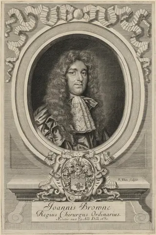 John Browne, by Robert White, ink, 1681