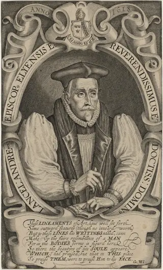 Lancelot Andrews, Bishop of Ely and Winchester, by Simon van de Passe, ink, 1621