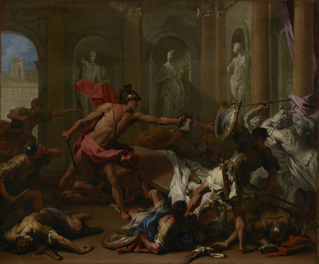 Perseus Confronting Phineus with the Head of Medusa, by Sebastiano Ricci, oil, 1705