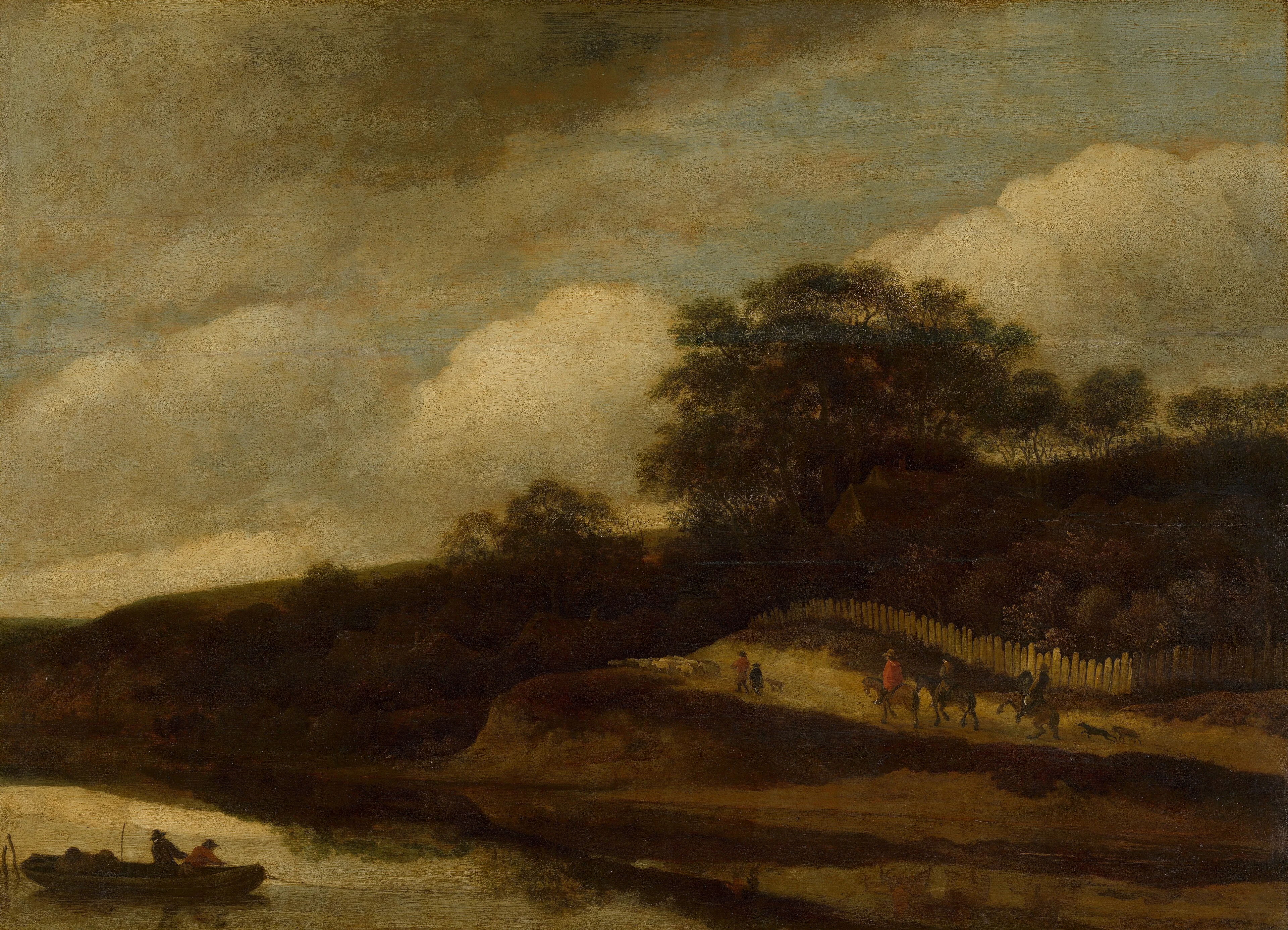 Hilly Landscape beside a Stream, detail