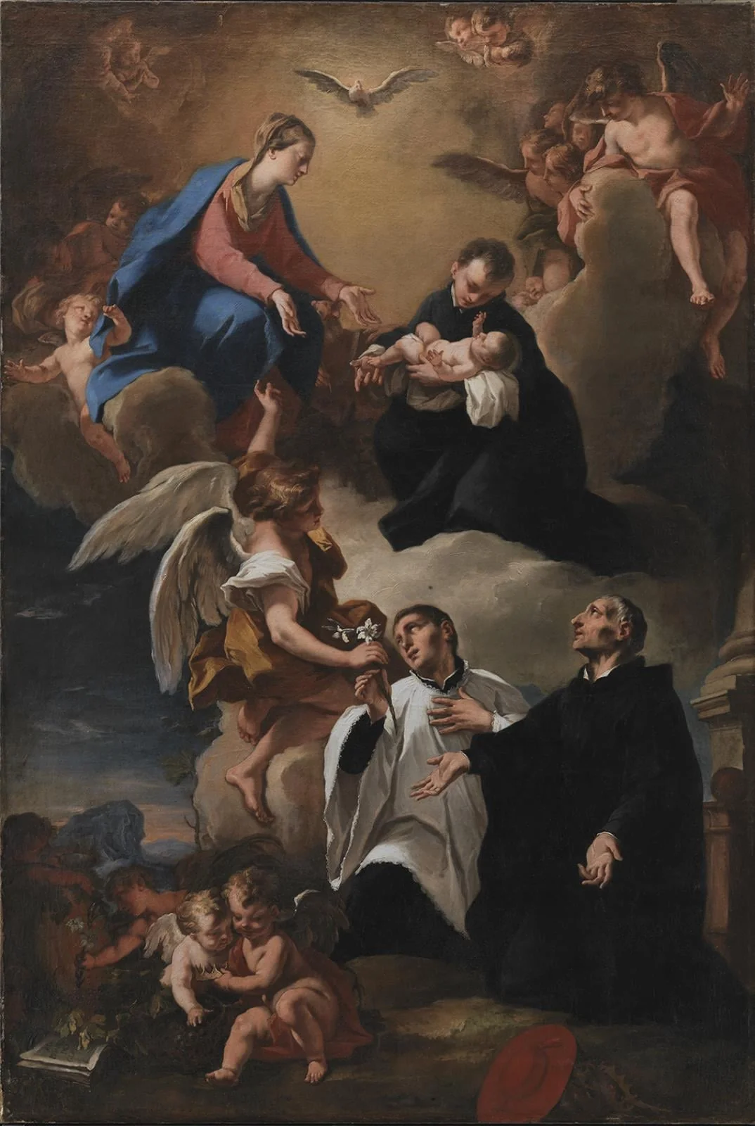 The Holy Ghost, Angels and the Virgin with Saints Mark, Stanislau Kostka (Holding the Child), Aloysius Gonzaga and Francesco Borgia, detail