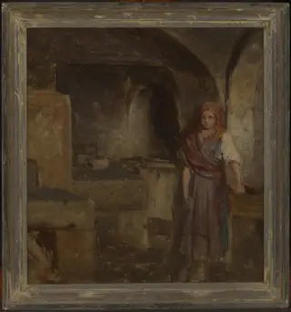 Girl in the Kitchen, by Aleksander Kotsis, oil, 1872