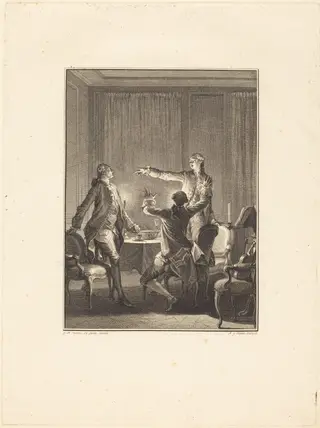 La provocation, by Antoine-Jean Duclos, ink, 1768