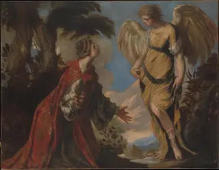 Hagar and the Angel, by Francesco Maffei, oil, 1657