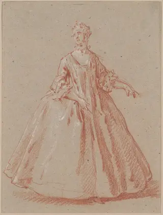 Standing Woman, by Jean-Baptiste Oudry, chalk, 1730