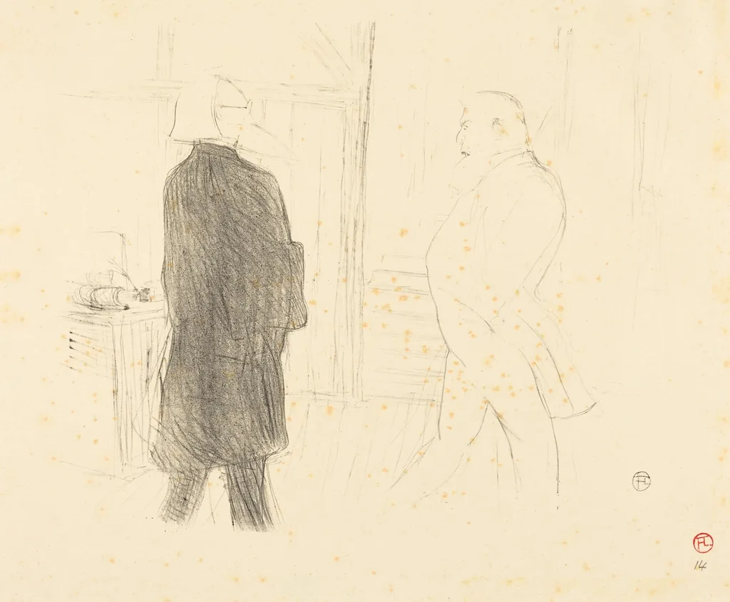 Antoine and Gémier in "Une Faillite", by Henri de Toulouse-Lautrec, ink, 1894