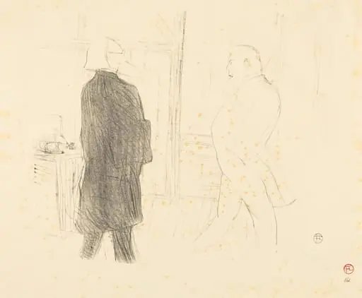 Antoine and Gémier in "Une Faillite", by Henri de Toulouse-Lautrec, ink, 1894