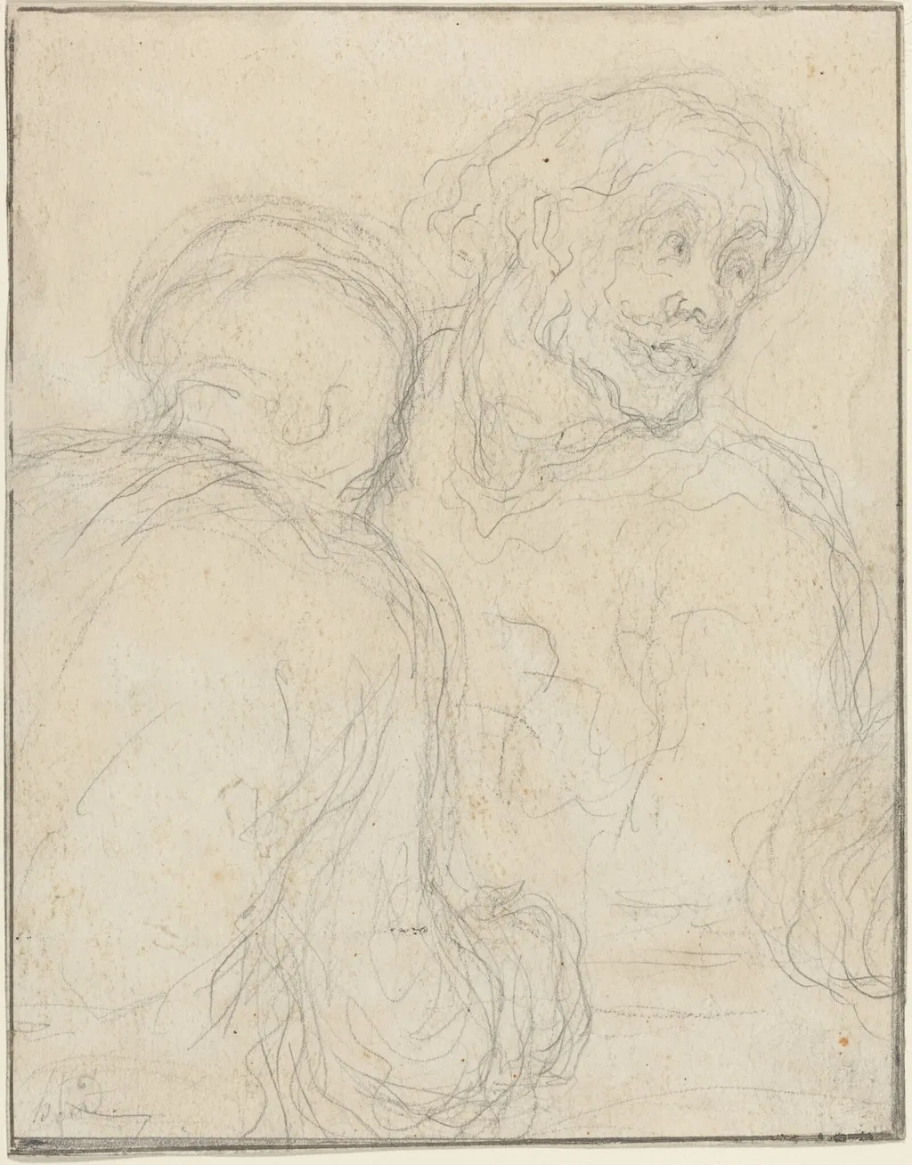 Two Men, by Honoré Daumier, graphite, 1844