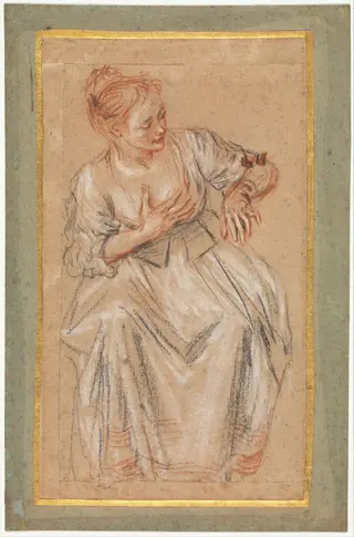 Seated Woman, by Jean Antoine Watteau, unspecified, 1716