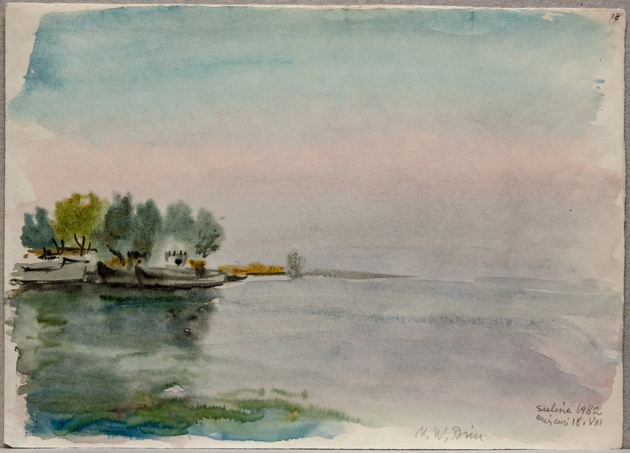 S 11 - Peisaj la Sulina (Dunăre și mal cu bărci), detail