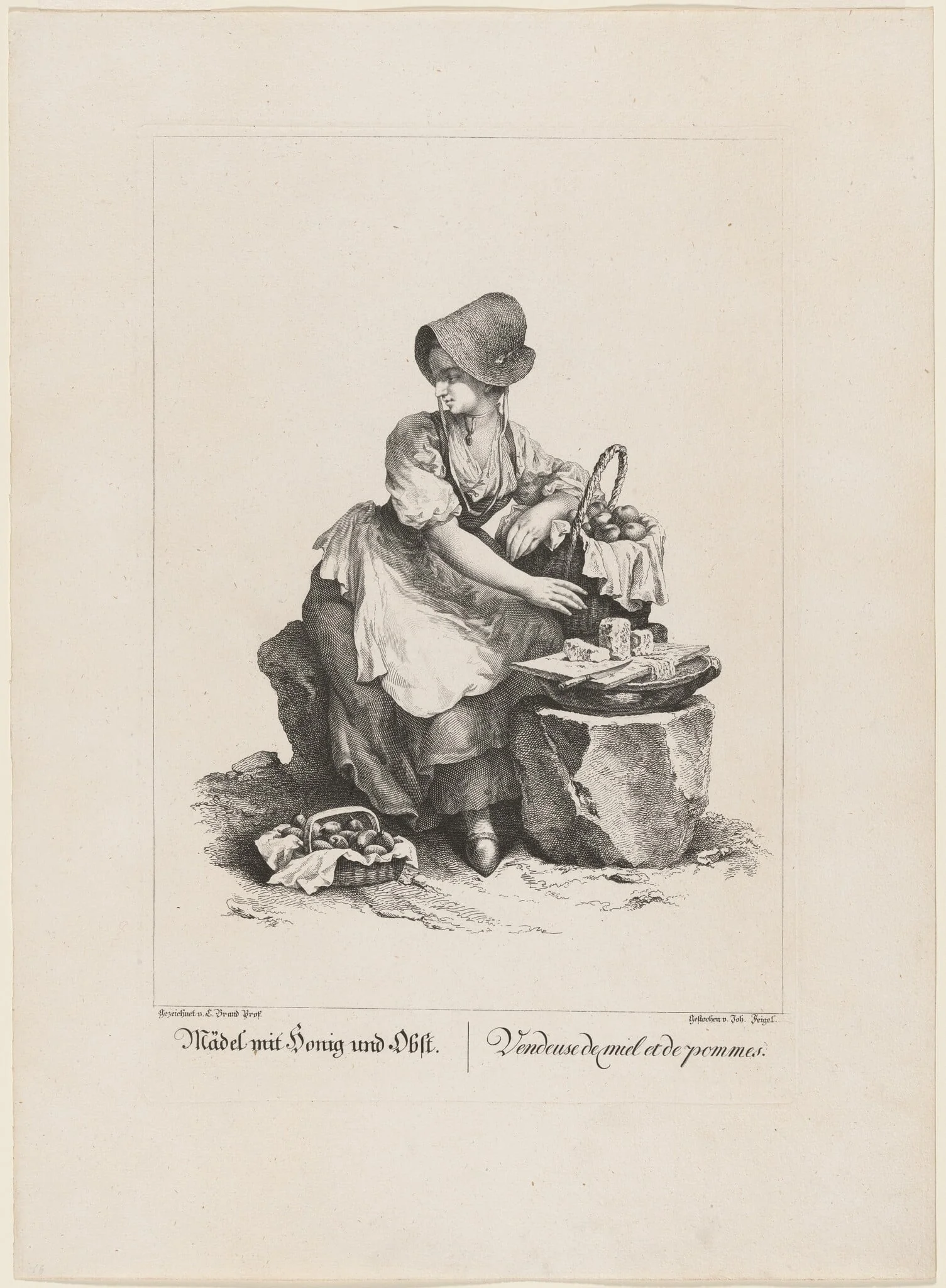Mädel mit Honig und Obst (Girl Selling Honey and Fruit), detail