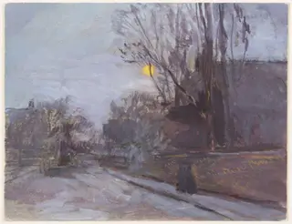 Town view by moonlight, by Robert Graham Dryden Alexander, watercolor, 1900