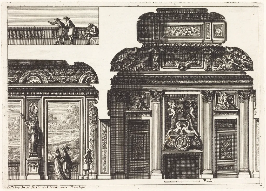 Fireplaces and Other Interior Decorations, by Jean Lepautre, ink, 1650