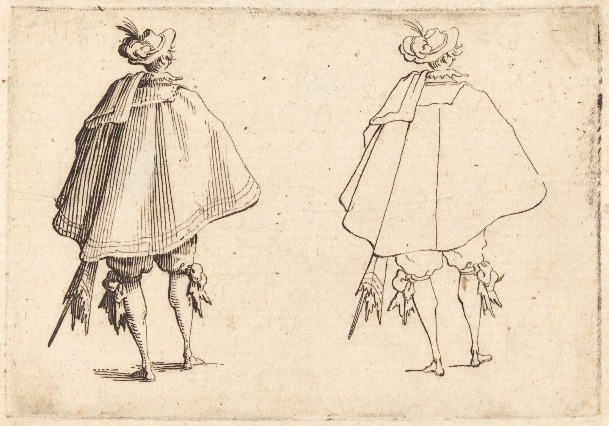 Gentleman in Large Mantle, Seen from Behind, detail
