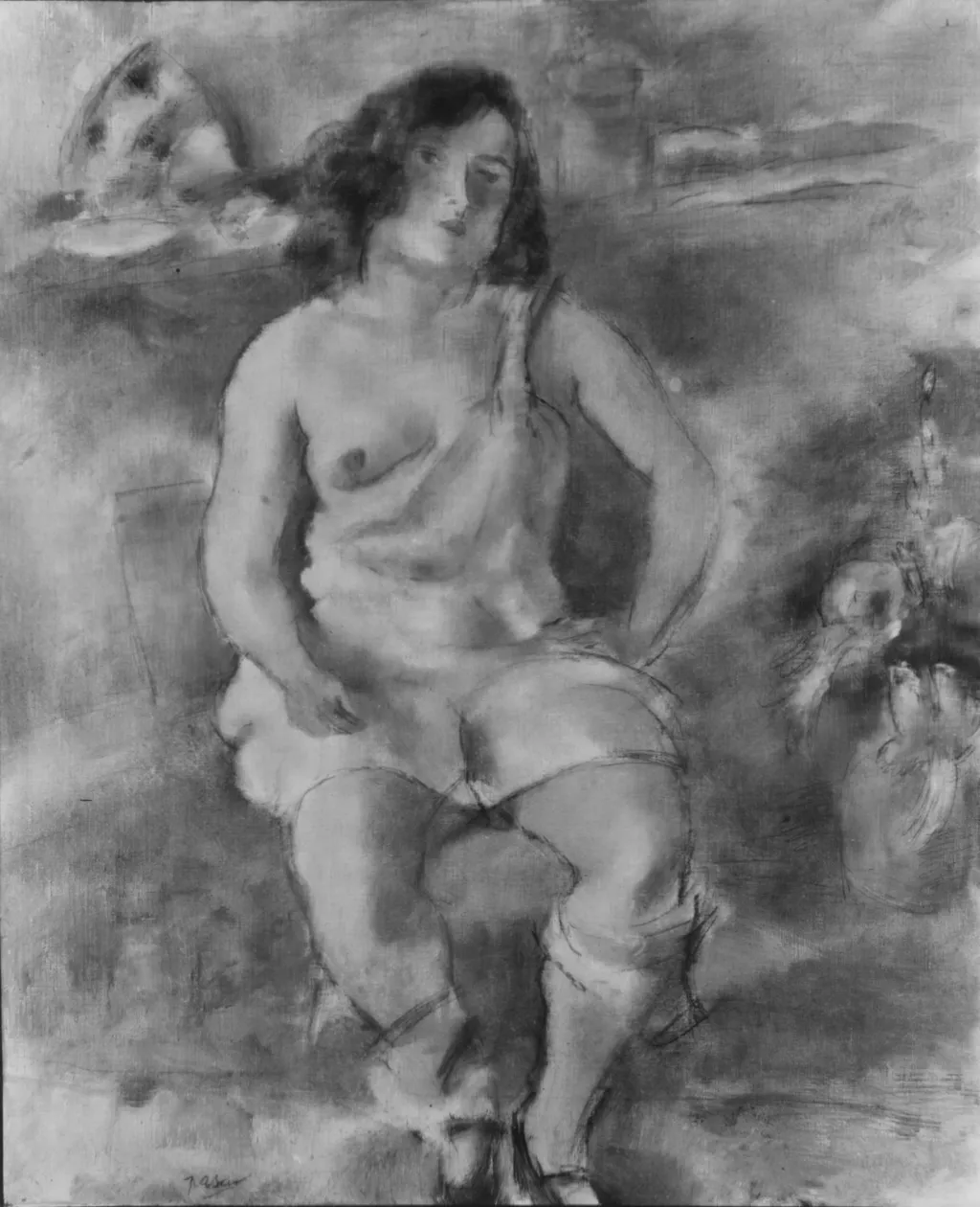 Seated Model, by Jules Pascin, oil, 1925