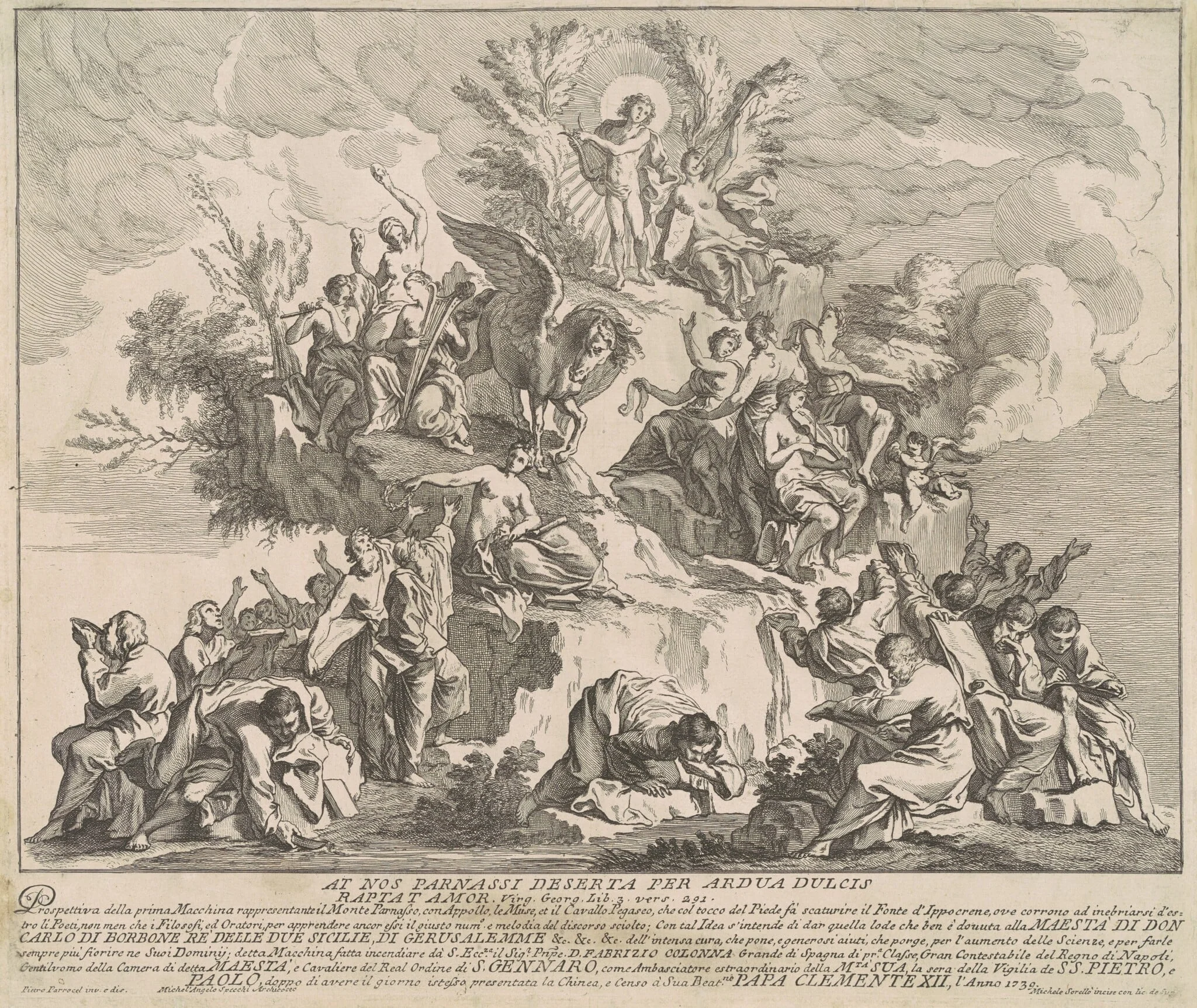 The Prima Macchina for the Chinea of 1739: Mount Parnassus with Apollo, the Muses, and Pegasus, detail