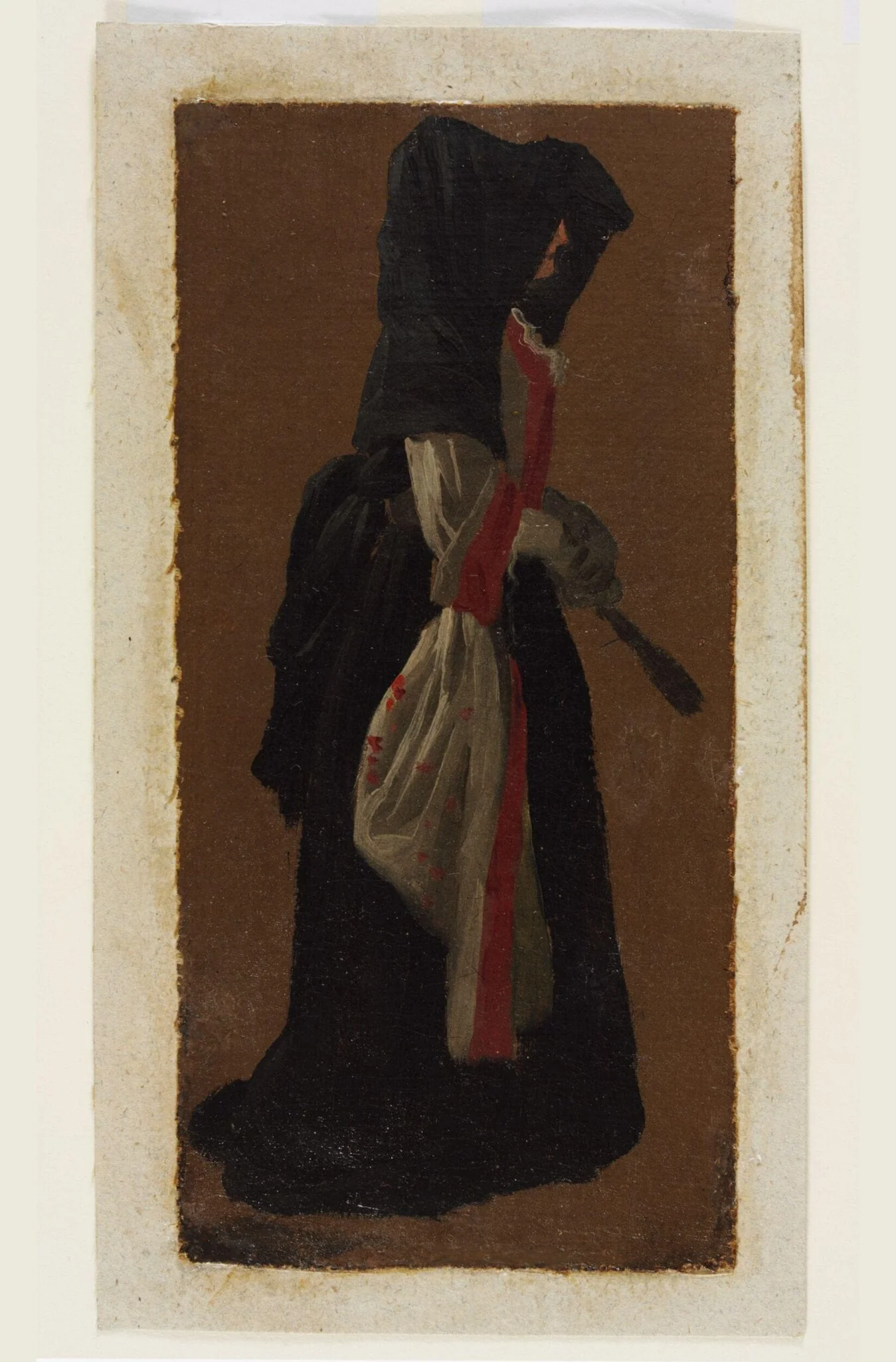 A Lady Seen in Profile, Holding a Fan, detail