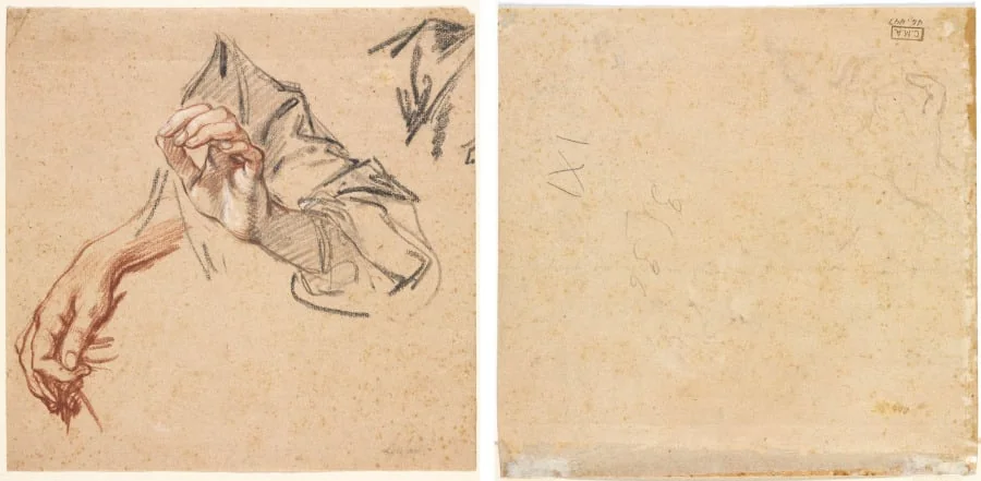 Study of Hands (recto); Sketch of a Hand (verso), detail