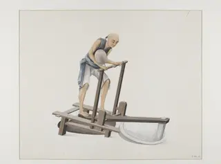 Man Pounding Rice, by Puqua, paint, 1790