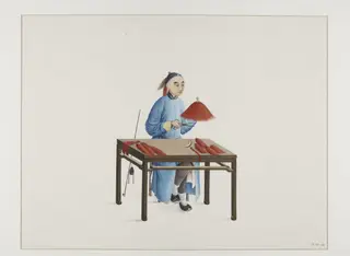 Making Making Official Hats, by Puqua, paint, 1790