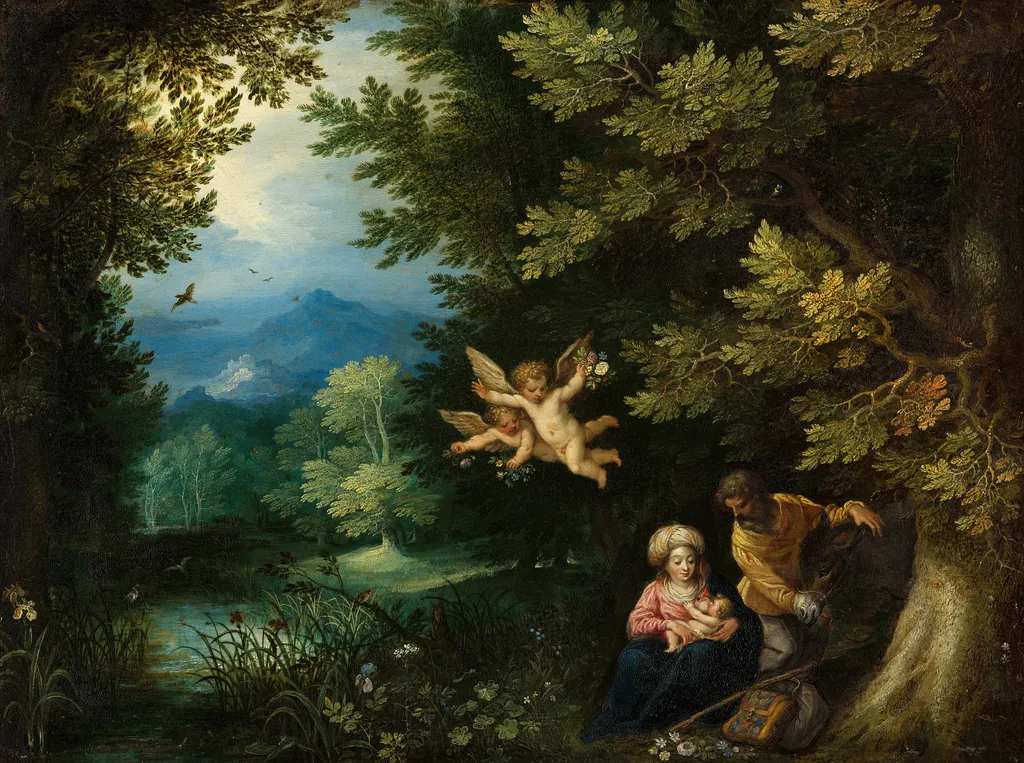 Rest on the Flight into Egypt, by Jan Brueghel, the elder, oil, 1598