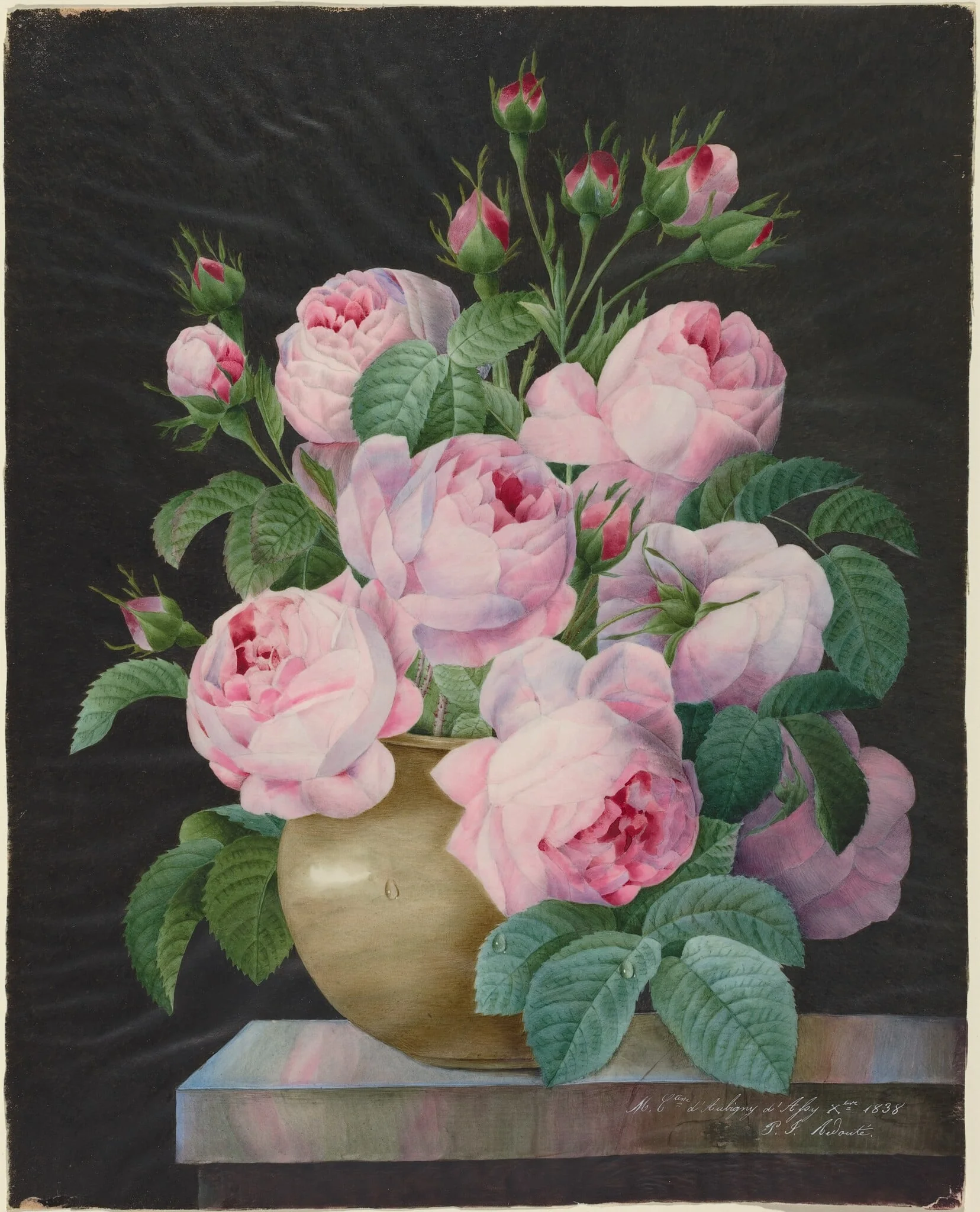 Pink Roses in a Vase, detail
