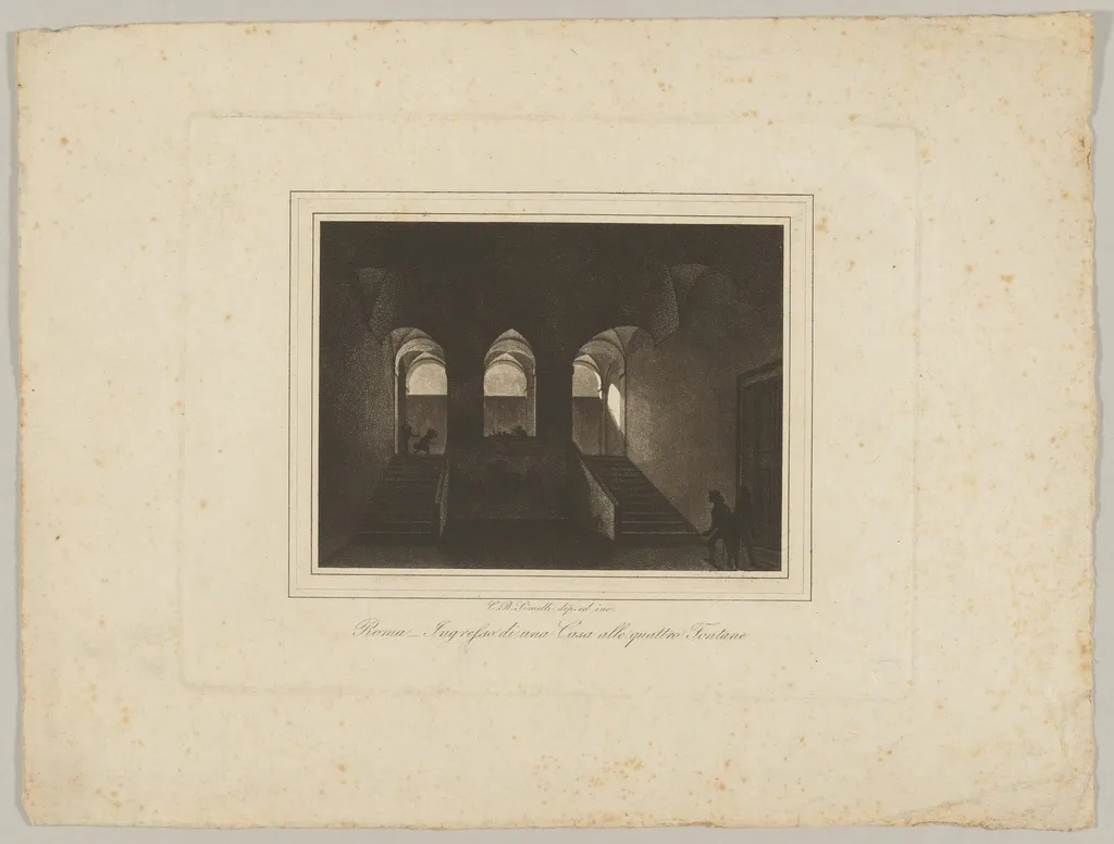 Ingresso di una Casa alle quattro Fontane (Entrance to a House at the Four Fountains), by Carlo Baldassare Simelli, ink, 1840