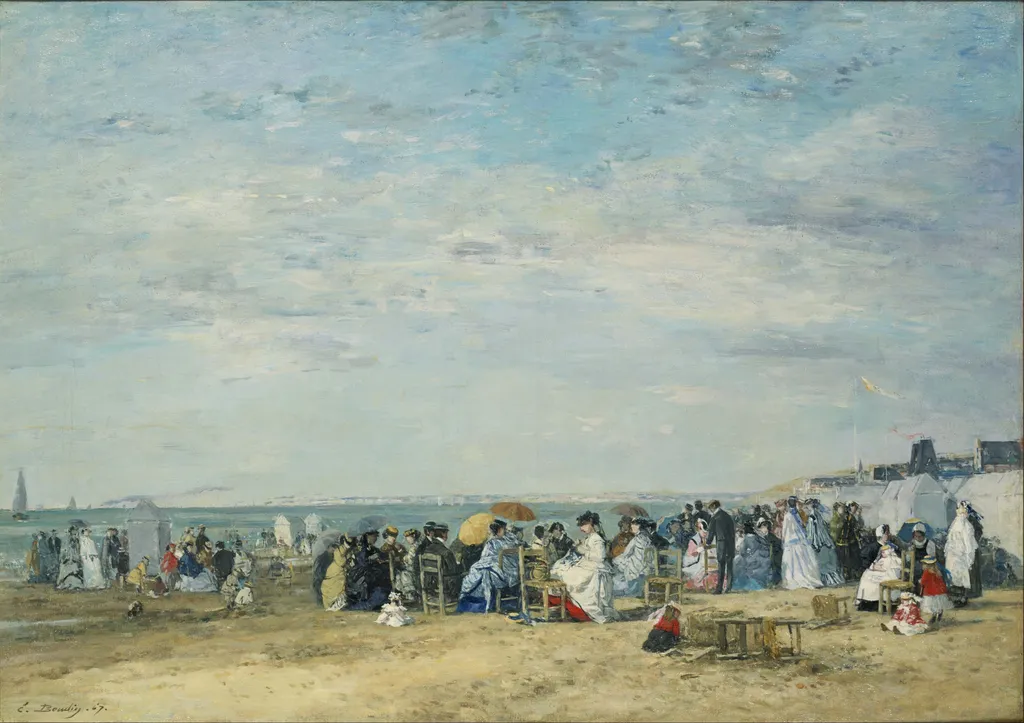 Beach of Trouville, by Eugène Boudin, oil, 1867
