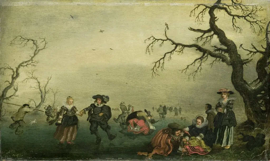Skaters, by Adriaen van de Venne, oil, 1625
