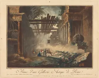 Ruine d'une Gallerie Antique de Rome, by Laurent Guyot, ink, 1796
