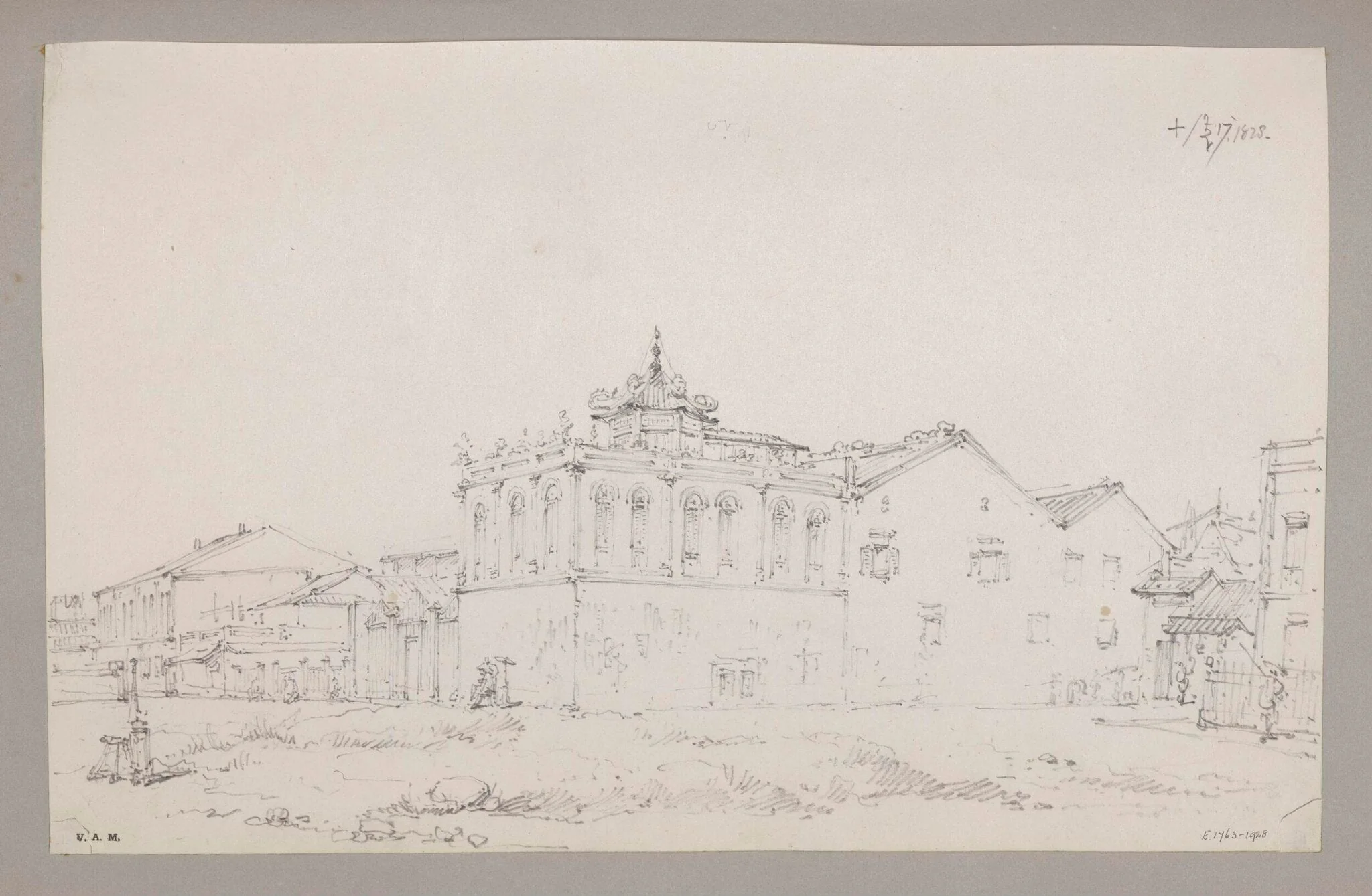 Chinqua's house, with entrance to China Street, Canton, detail