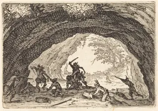 Soldiers Attacking Robbers, by Jacques Callot, ink, 1622
