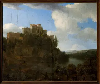 Castle in landscape, by Lodewijk van Ludick, oil, 1679