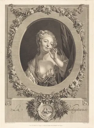 La voluptueuse, by René Gaillard, ink, 1754