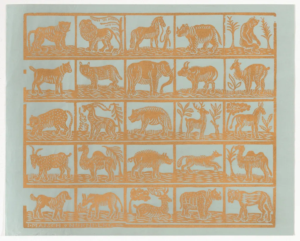 Endpaper with Animals, by Johann Maisch, ink, 1824
