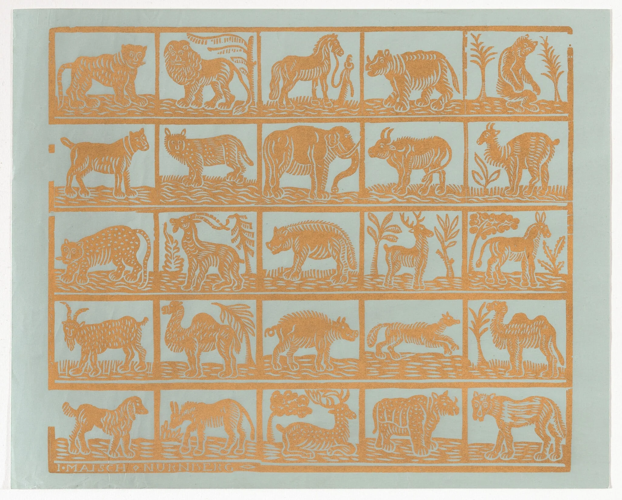 Endpaper with Animals, detail