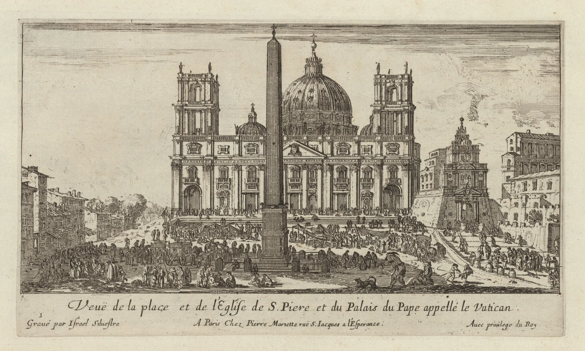 Veuë de la place et de l'Eglise de S. Piere et du Palais du Pape appellé le Vatican, detail