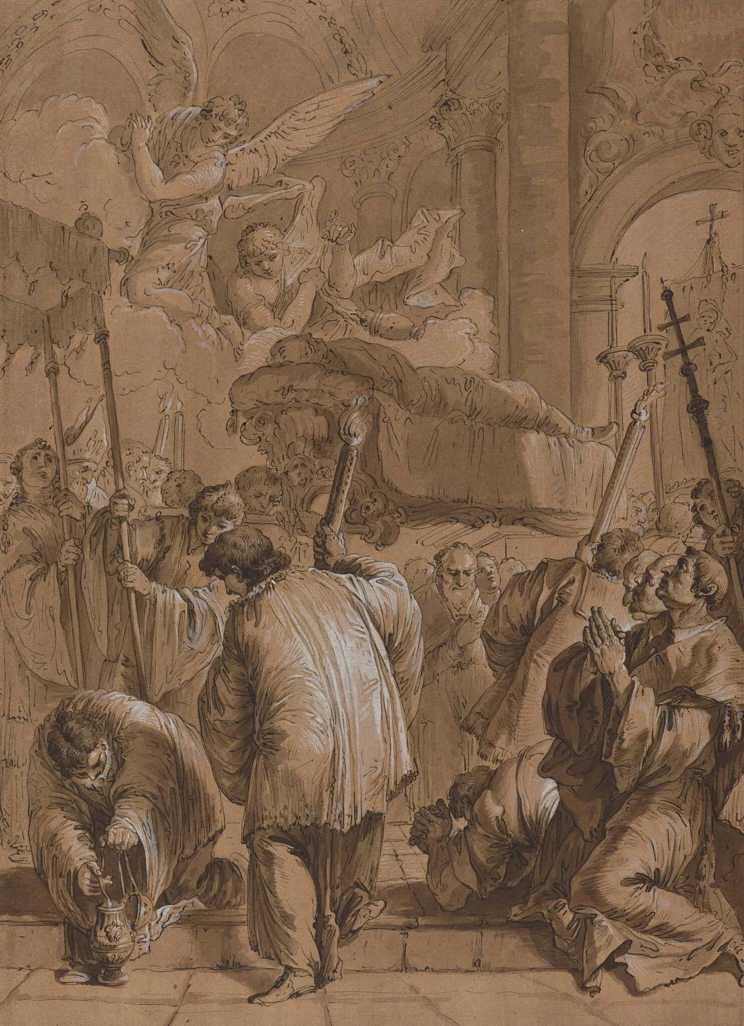 Funeral Procession of a Saint with Angels, detail