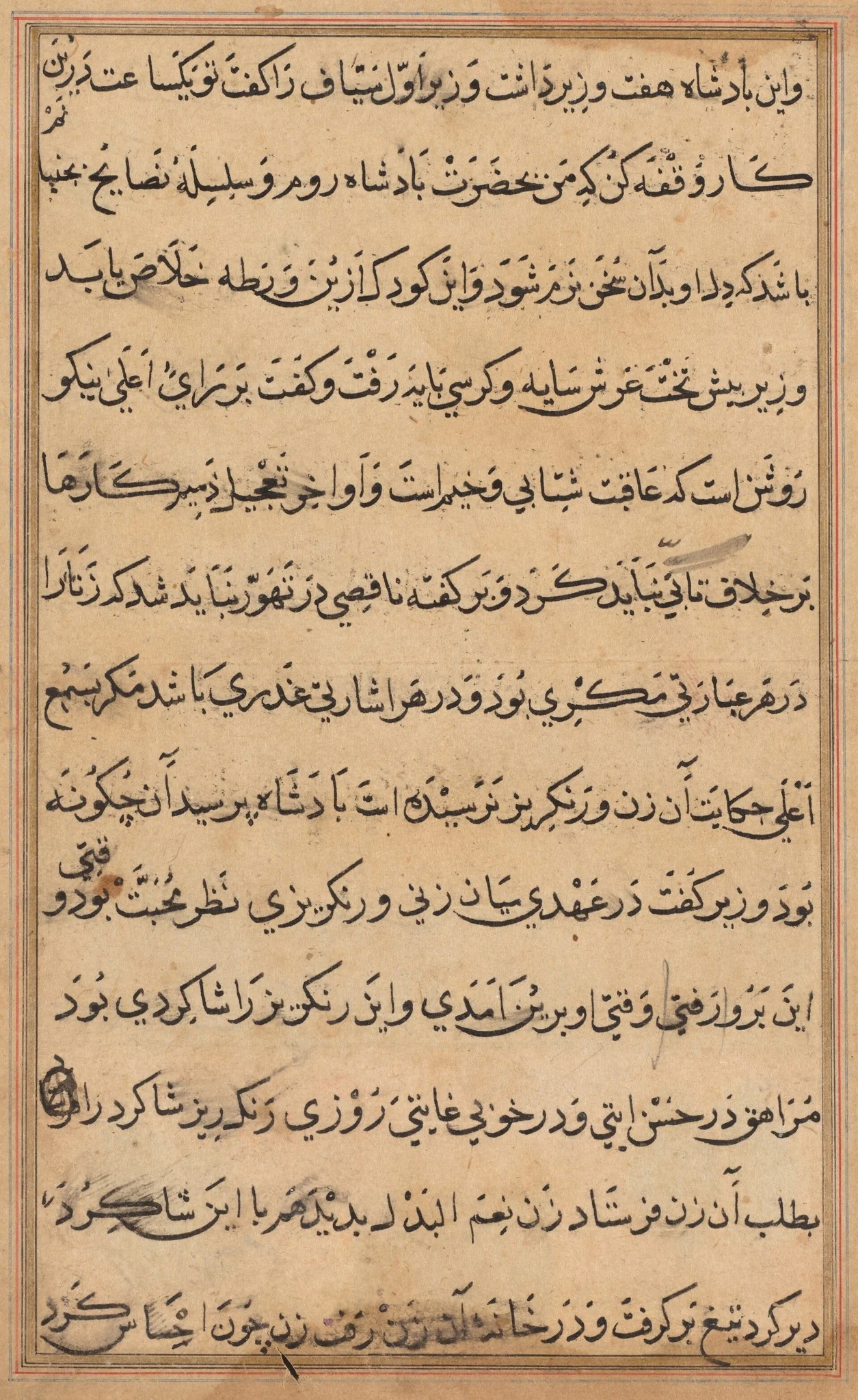 Page from Tales of a Parrot (Tuti-nama): text page, detail