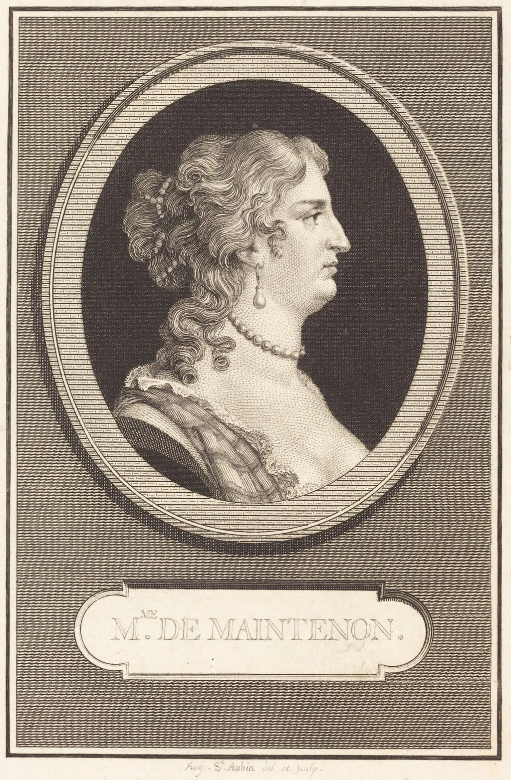 Madame de Maintenon, by Augustin de Saint-Aubin, ink, 1801