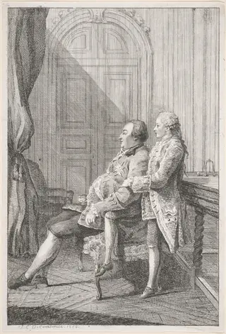 Louis-Philippe, Duc d'Orléans, and His Son, Louis-Phillipe Joseph, Duc de Chartres, by Carrogis, Louis de, called Carmontelle, ink, 1759