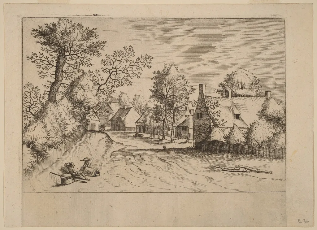 Village Road, by Lucas van Doetechum, ink, 1560